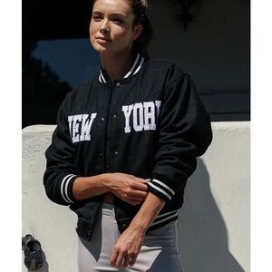 New York Black Varsity Jacket L NWT